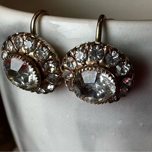 Vintage Vargas Rhinestone Screw Back Earrings vintage rhinestone earring regency - Picture 3 of 14